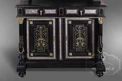 antyki Bielsko antyczny kredens z mosiądzem i masą perłową